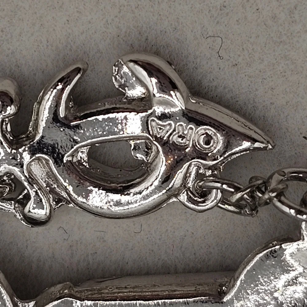 ORA Motorcycle Brooch Pins 2pc Silver Tone Clear Rhinestone Biker Mason Sword